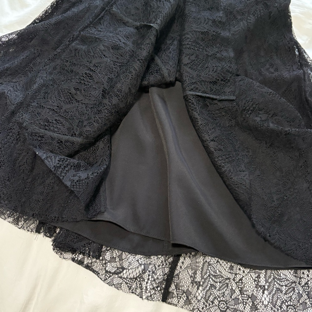 A/X Armani Exchange black cocktail fit and flare dress with lace overlay size 4 - Picture 12 of 13